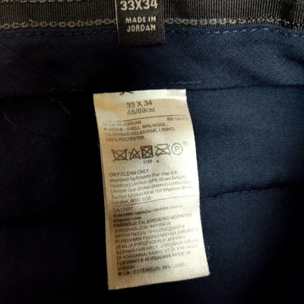 Banana Republic Pants Mens 33x34 Blue Slim Flat Front Dress Marzotto Wool Suit